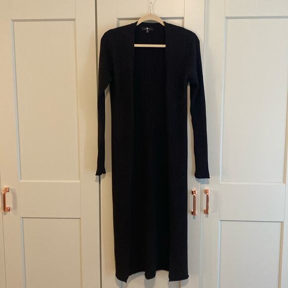 7 for all mankind black ribbed duster Longsleeve sweater cardigan XS - Picture 1 of 5